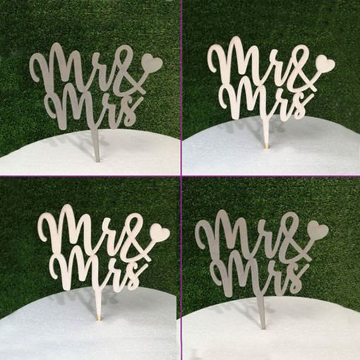 Cake Topper in Legno "Mr & Mrs"