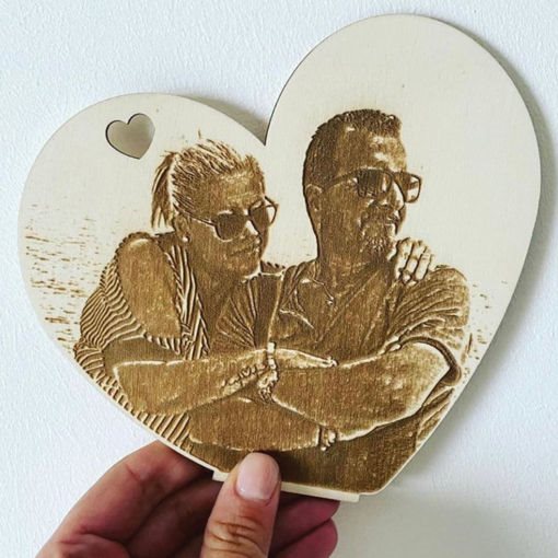 Cuore in Legno con Foto Incisa