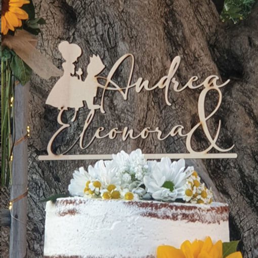 Cake Topper Sposi in Legno personalizzato