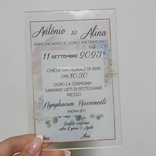 Inviti in Plexiglass con stampa personalizzata