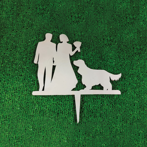 Laserizzami Incisione Taglio Laser | Cake Topper in Legno con Sposi e cane