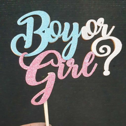 Cake Topper in Legno "Boy or Girl"