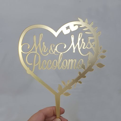 Laserizzami Incisione Taglio Laser | Cake Topper "Mr & Mrs" in Plexiglass