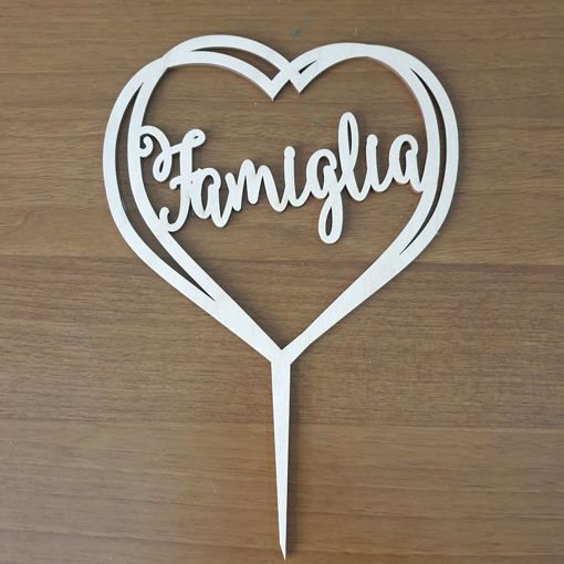 Cake Topper in Legno Personalizzato con Scritta "Famiglia"