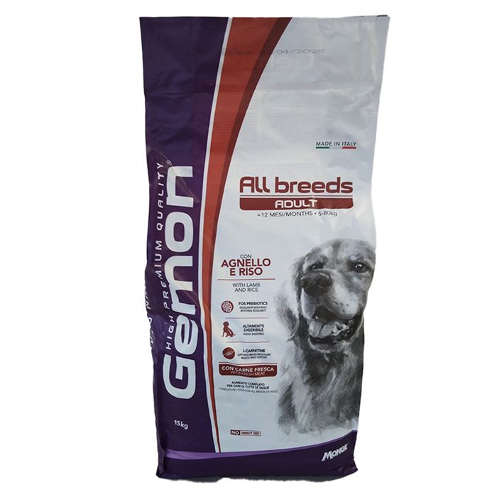 Gemon cane Adult all breeds Agnello e Riso 15 KG