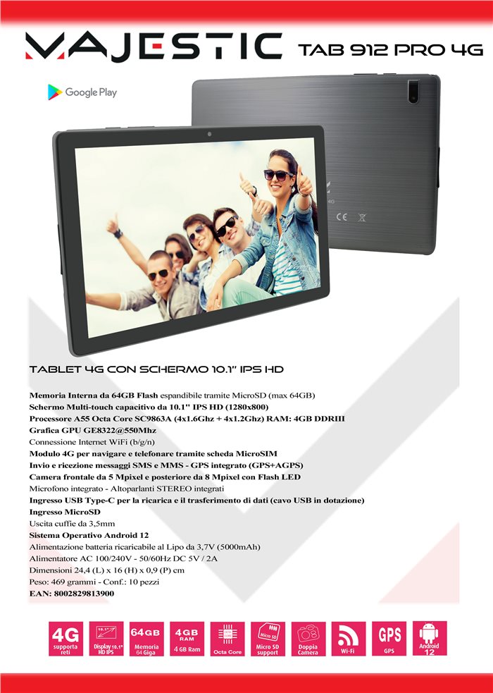 TABLET MAJESTIC 912PRO 4G