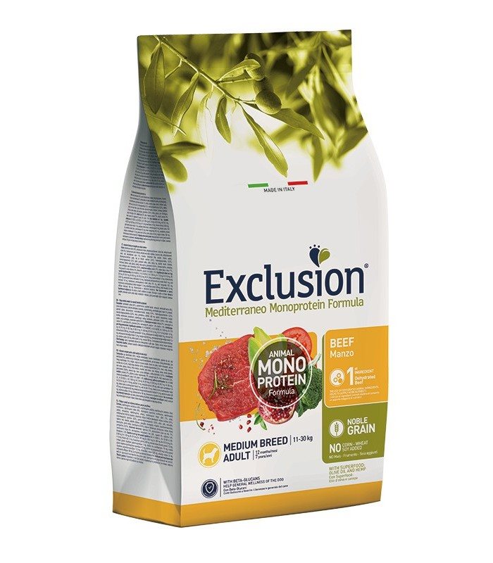Exclusion mediterraneo cane adult medium manzo 3 kg